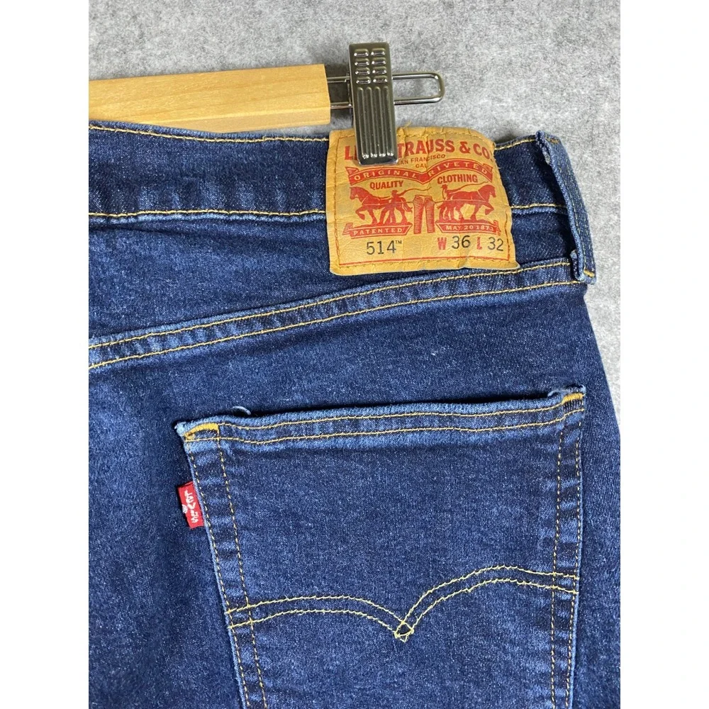 Levis 514 Straight Fit Jeans Mens 36x32 Dark Wash Blue Denim 00514-0927